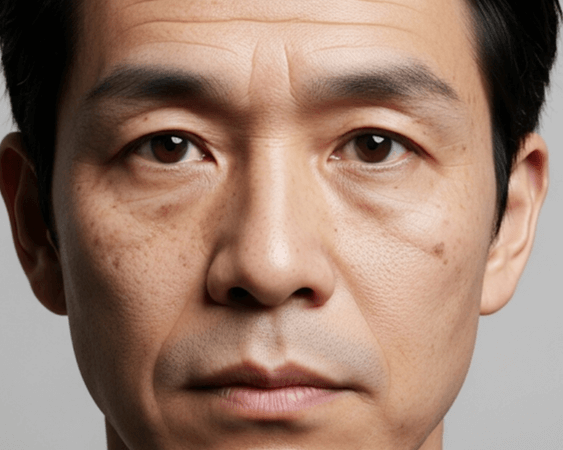 シワやシミが目立つ肌のイラスト